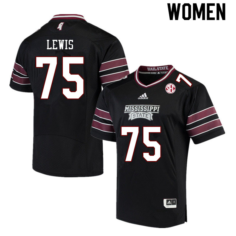 Women #75 Percy Lewis Mississippi State Bulldogs College Football Jerseys Sale-Black - Click Image to Close